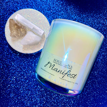 MANIFEST! Protection Crystal Blue Candle