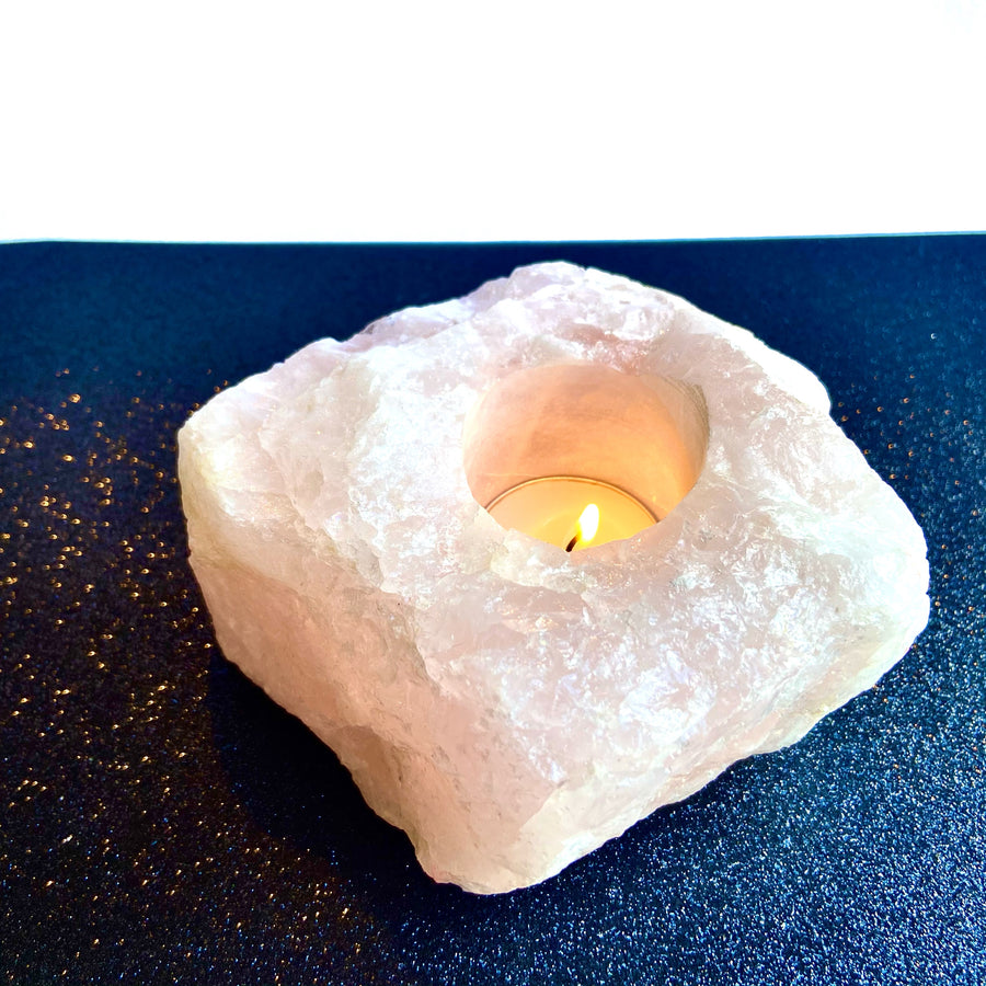 Rose Quartz Crystal Candle Holder