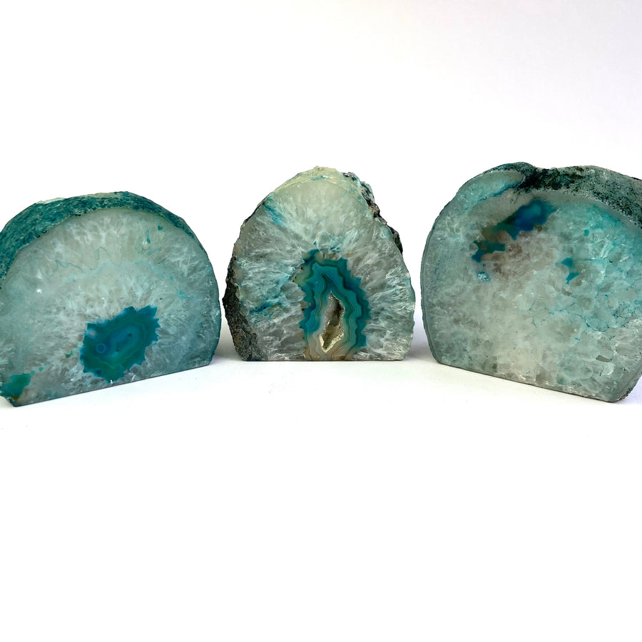 Teal Agate Crystal Candle Holders