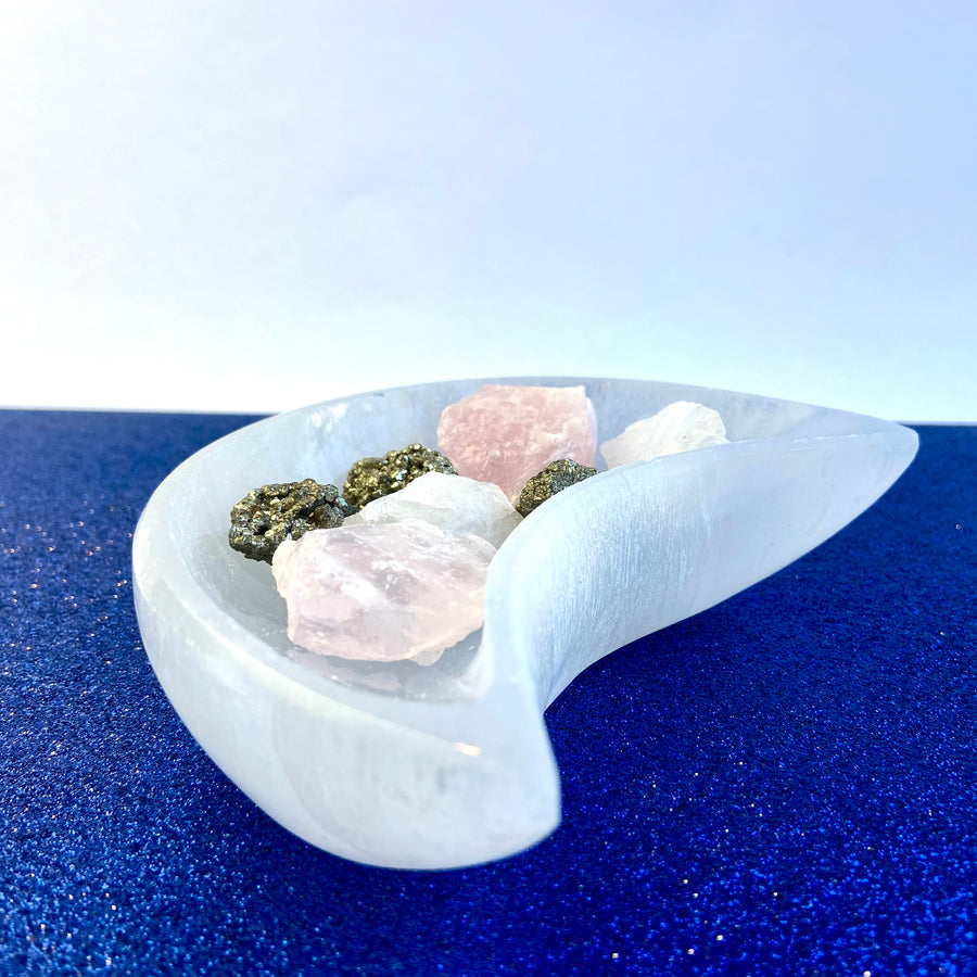 Selenite Crystal Moon Bowl